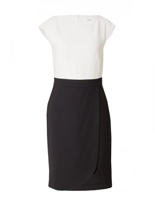 Foto van product s.Oliver BLACK LABEL Kokerjurk zwart / wit