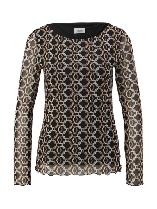 Foto van product s.Oliver BLACK LABEL Shirt bruin / grijs / zwart