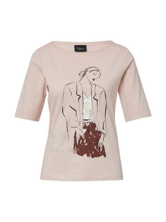 Foto van product s.Oliver BLACK LABEL Shirt bruin / poederroze / zwart