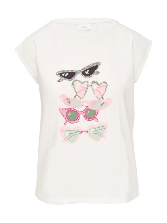 Foto van product s.Oliver BLACK LABEL Shirt crème / jade groen / rosa / zwart