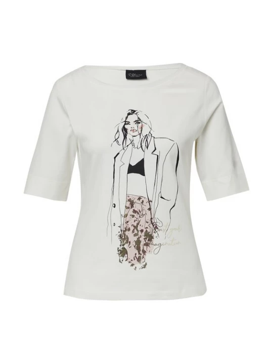 Foto van product s.Oliver BLACK LABEL Shirt rosa / zwart / wit