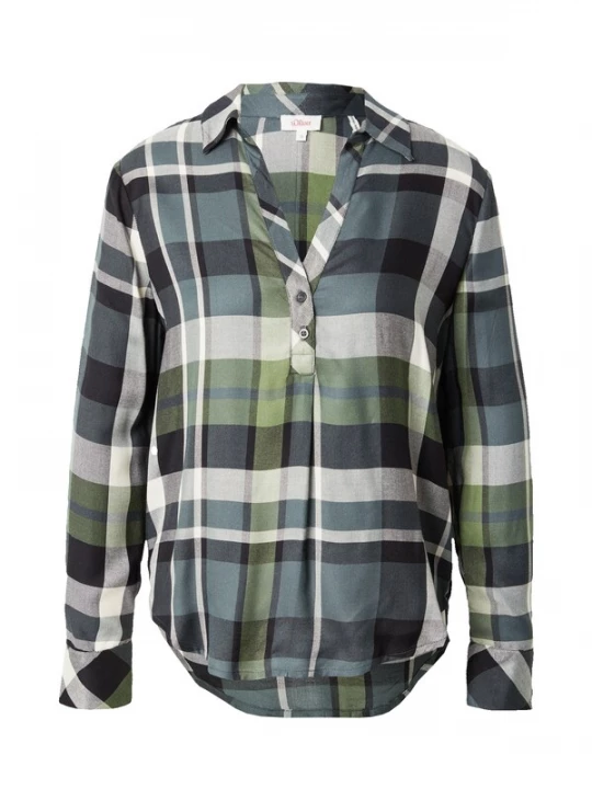 Foto van product s.Oliver Blouse olijfgroen / petrol / zwart / wit