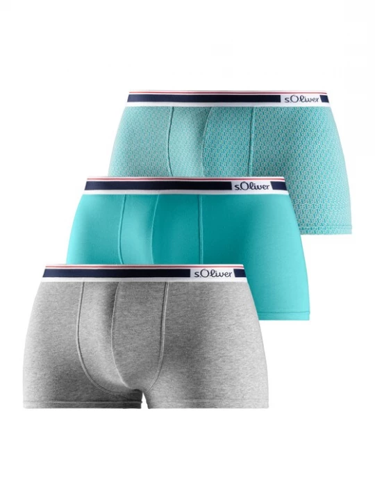 Foto van product s.Oliver Boxershorts turquoise / grijs gemêleerd / wit