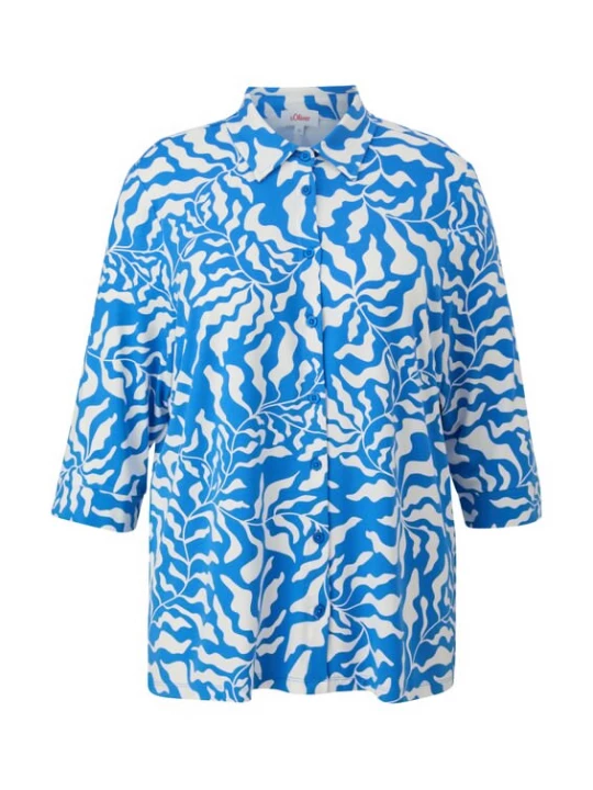 Foto van product s.Oliver CURVE Blouse kobaltblauw / wit