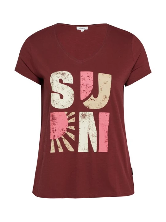Foto van product s.Oliver CURVE Shirt geel / oudroze / bordeaux