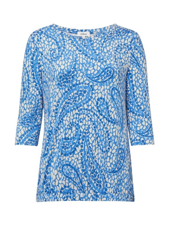 Foto van product s.Oliver CURVE Shirt royal blue / koningsblauw / hemelsblauw / offwhite