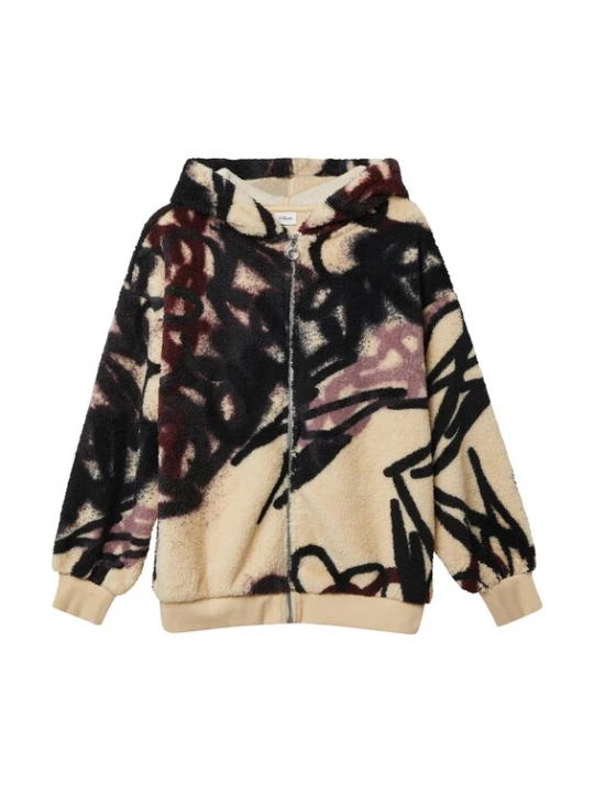 Foto van product s.Oliver Fleece jas beige / pink / rood / zwart