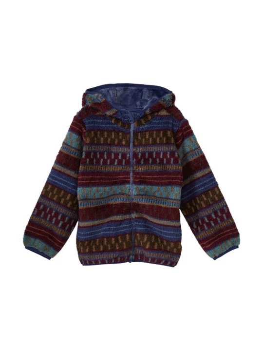 Foto van product s.Oliver Fleece jas navy / donkerbruin / mosterd / pastelgroen