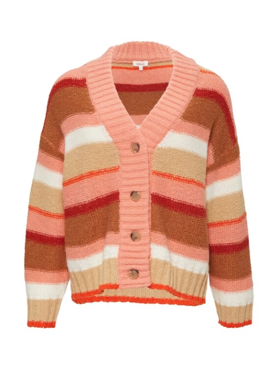 Foto van product s.Oliver Gebreid vest beige / oranje / rosa / framboos