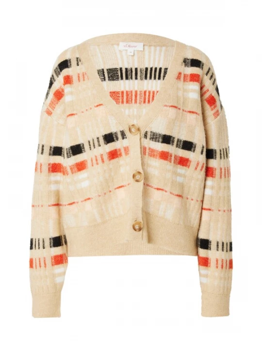Foto van product s.Oliver Gebreid vest beige / sand / oranje / zwart