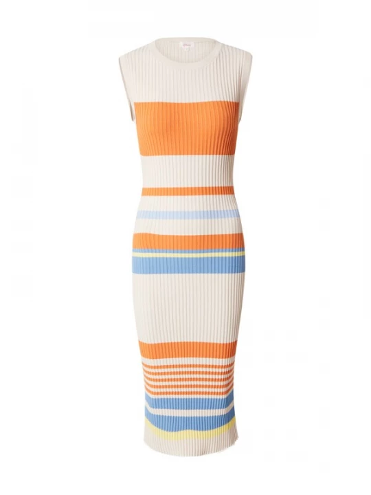 Foto van product s.Oliver Gebreide jurk lichtbeige / lichtblauw / oranje