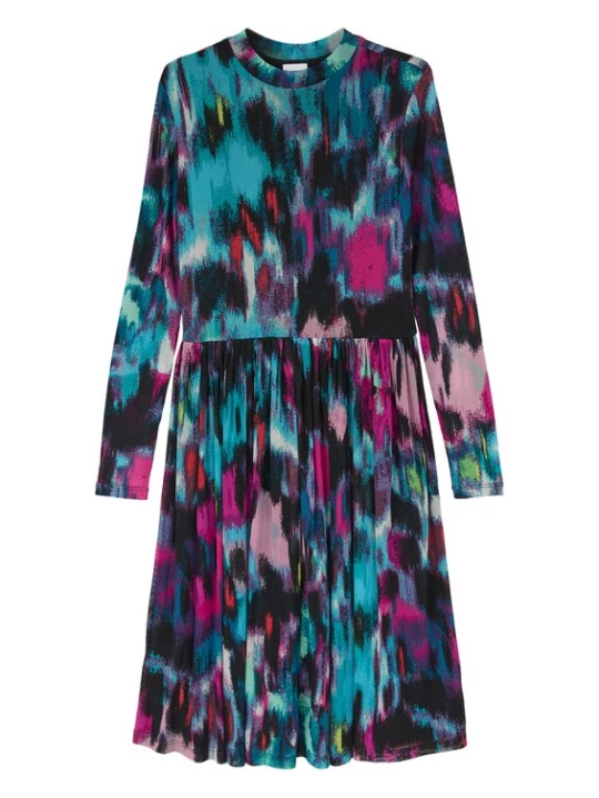 Foto van product s.Oliver Jurk cyaan blauw / rosa / magenta / zwart