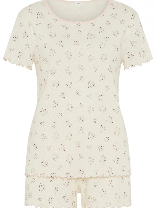 Foto van product s.Oliver Korte pyjama ecru / chocoladebruin / rosa / offwhite
