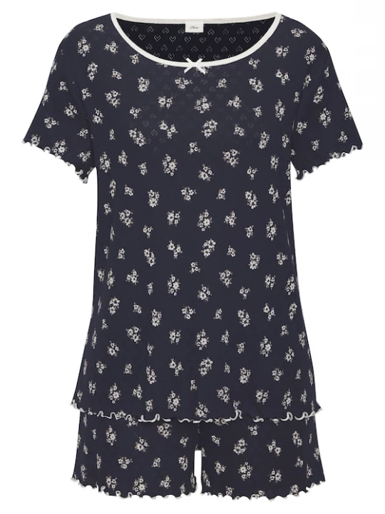 Foto van product s.Oliver Korte pyjama ecru / donkerblauw / bruin / wit