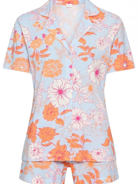 Foto van product s.Oliver Korte pyjama hemelsblauw / lichtoranje / pink / offwhite