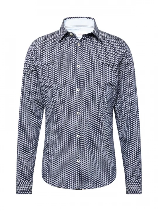 Foto van product s.Oliver Overhemd navy / grijs / wit