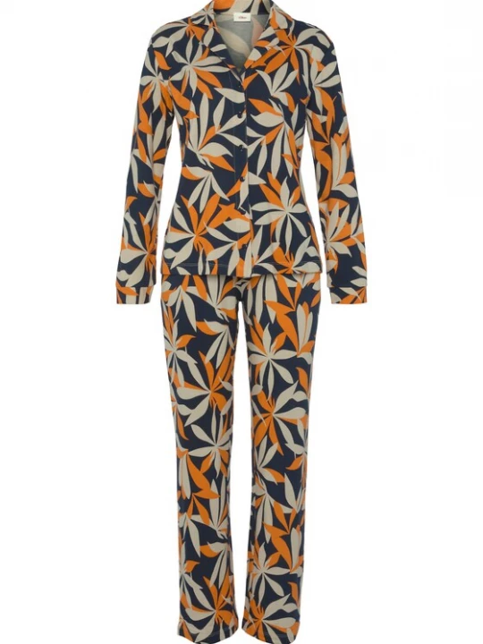 Foto van product s.Oliver Pyjama beige / donkerblauw / oranje