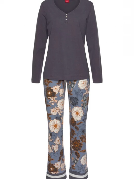 Foto van product s.Oliver Pyjama crème / smoky blue / donkerblauw / oranje