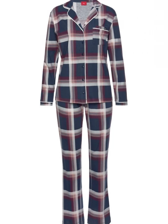 Foto van product s.Oliver Pyjama nachtblauw / bourgogne / offwhite