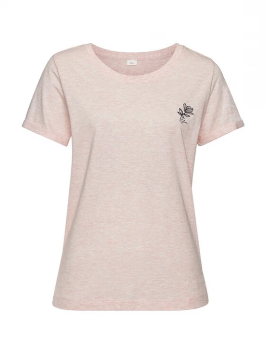 Foto van product s.Oliver Shirt beige gemêleerd / rosa / zwart