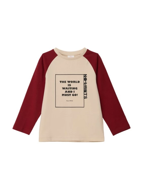 Foto van product s.Oliver Shirt beige / robijnrood / zwart