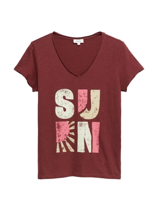 Foto van product s.Oliver Shirt beige / rosa / bordeaux / wit