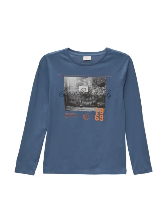Foto van product s.Oliver Shirt blauw / grijs / oranje / zwart