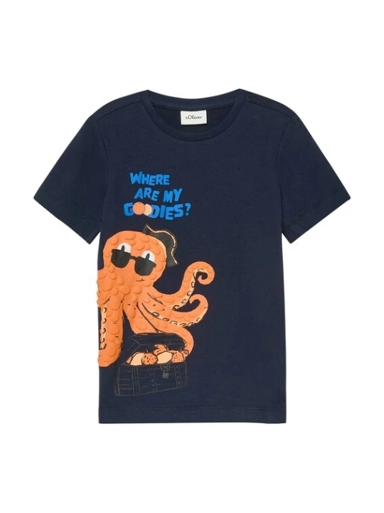 Foto van product s.Oliver Shirt blauw / navy / oranje / zwart