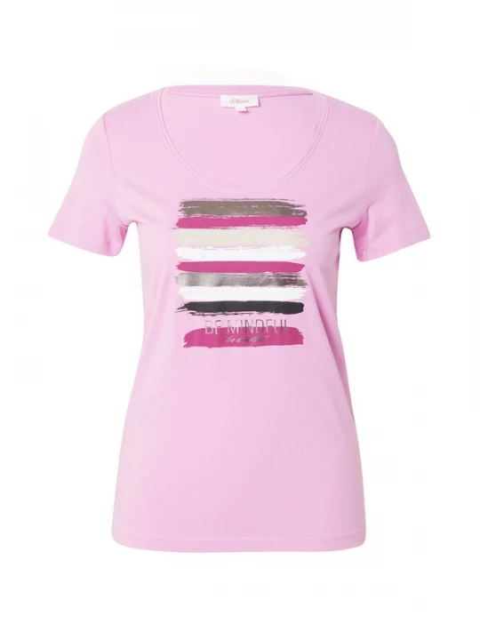 Foto van product s.Oliver Shirt chocoladebruin / pruim / zwart / wit