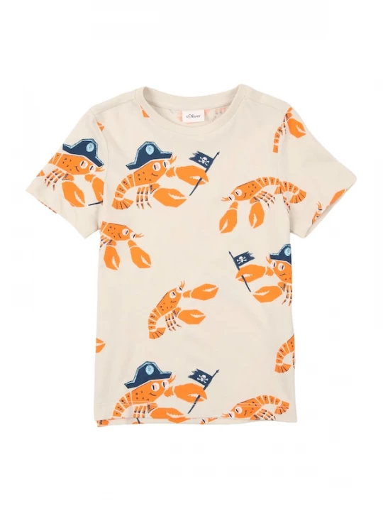 Foto van product s.Oliver Shirt crème / donkerblauw / oranje / wit