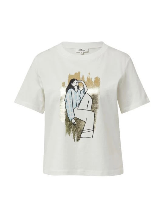Foto van product s.Oliver Shirt crème / lichtblauw / goud / zwart
