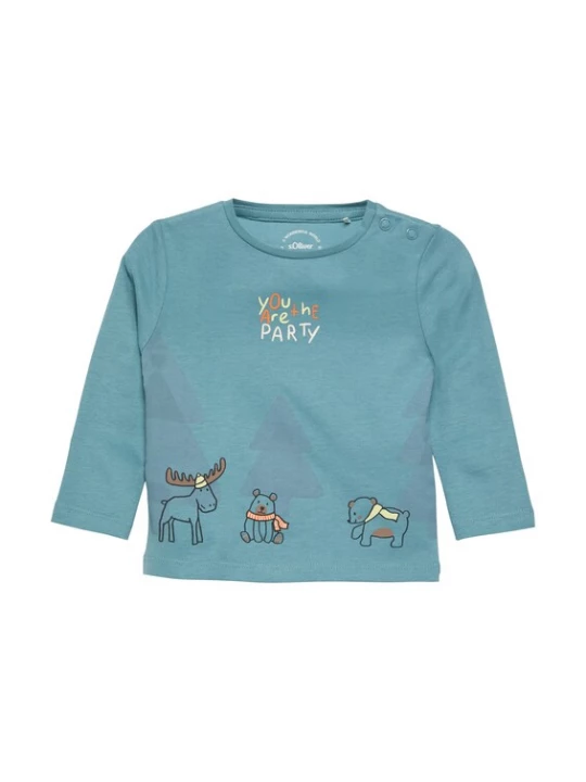 Foto van product s.Oliver Shirt cyaan blauw / brokaat / zwart / wit