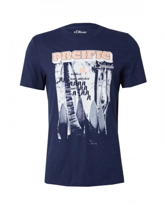 Foto van product s.Oliver Shirt donkerblauw / grijs / abrikoos / wit