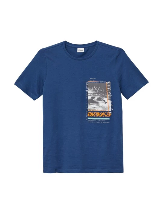 Foto van product s.Oliver Shirt donkerblauw / grijs / oranje