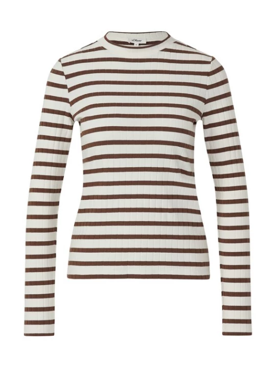 Foto van product s.Oliver Shirt donkerbruin / natuurwit