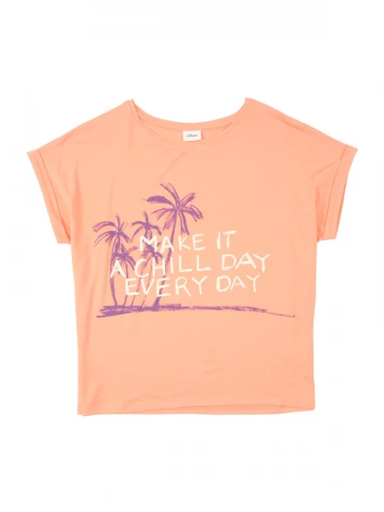 Foto van product s.Oliver Shirt donkerlila / abrikoos / wit
