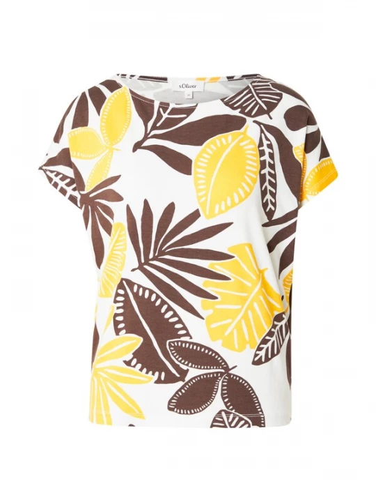 Foto van product s.Oliver Shirt ecru / chocoladebruin / geel