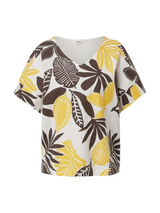 Foto van product s.Oliver Shirt ecru / donkerbruin / geel