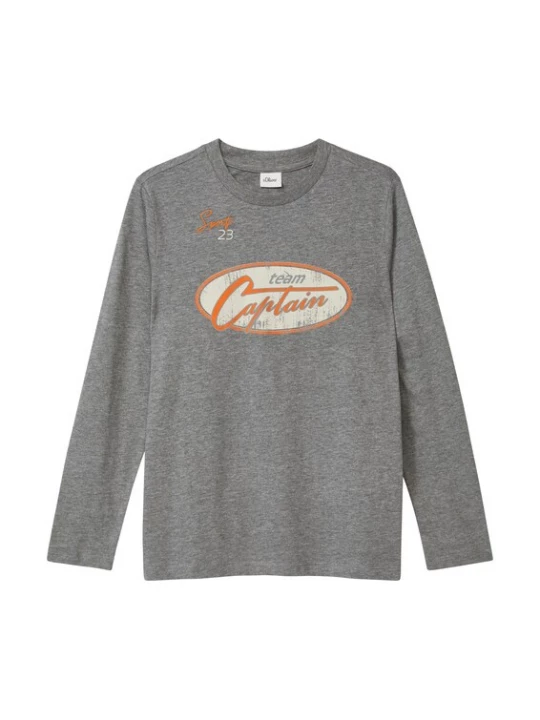 Foto van product s.Oliver Shirt grijs gemêleerd / oranje / offwhite