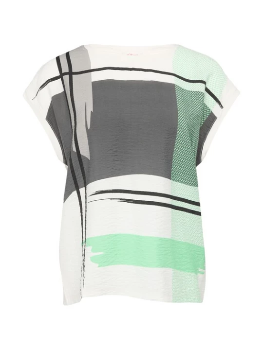 Foto van product s.Oliver Shirt grijs / limoen / zwart / wit