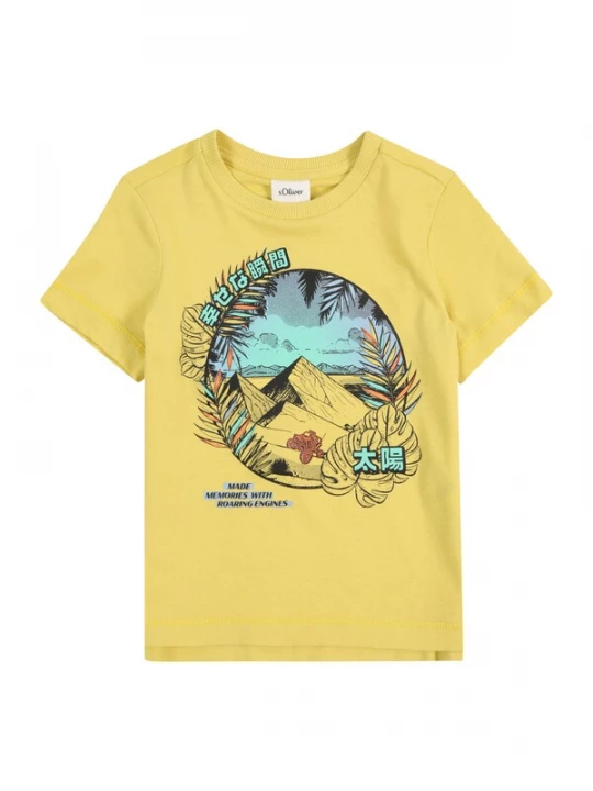 Foto van product s.Oliver Shirt hemelsblauw / citroen / lichtrood / zwart