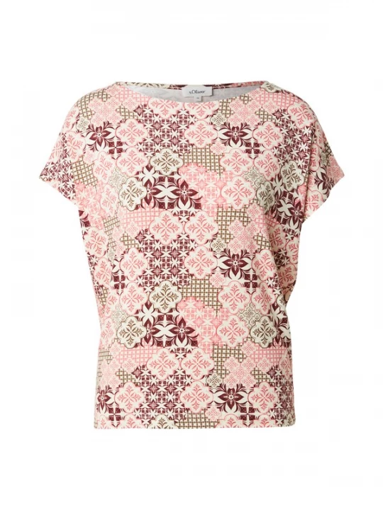 Foto van product s.Oliver Shirt ivoor / olijfgroen / oudroze / bordeaux