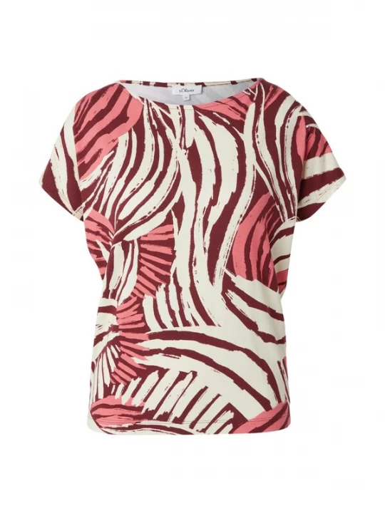 Foto van product s.Oliver Shirt lichtbeige / donkerbruin / zalm roze