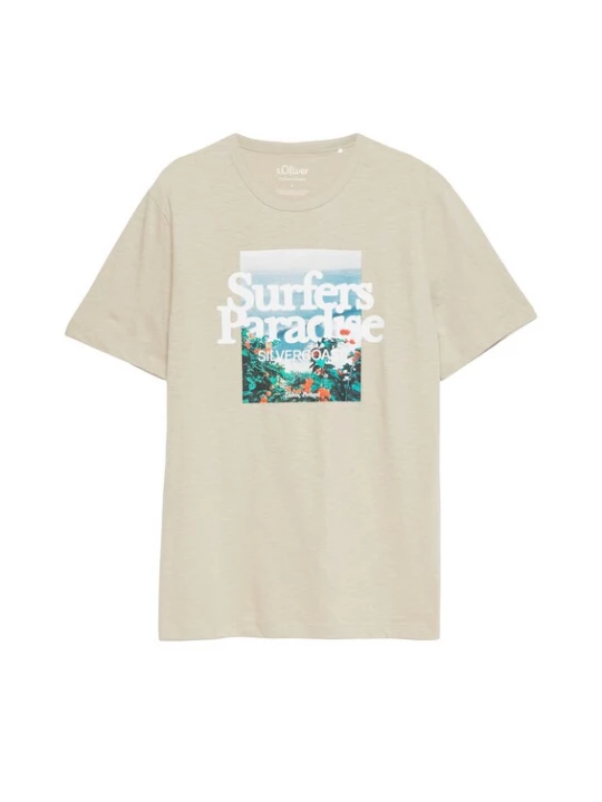 Foto van product s.Oliver Shirt lichtbeige / donkergroen / oranje / wit