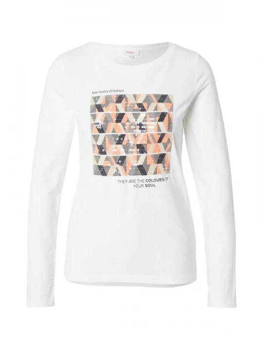 Foto van product s.Oliver Shirt lichtbeige / grijs / oranje / zwart
