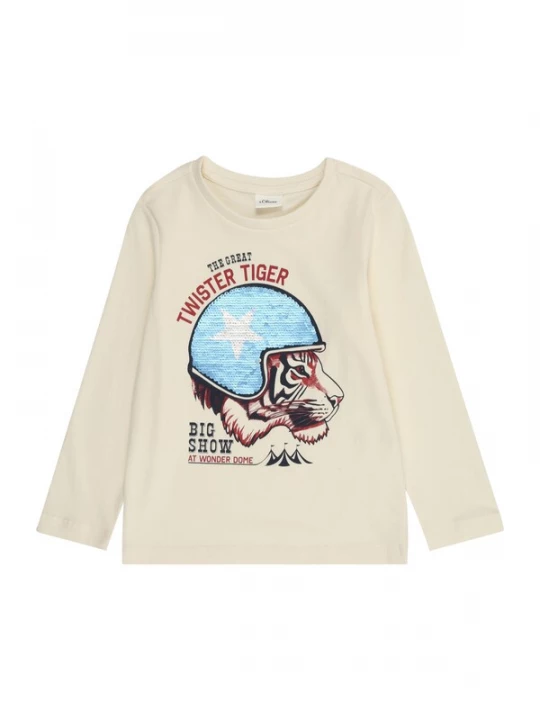 Foto van product s.Oliver Shirt lichtbeige / lichtblauw / karmijnrood / zwart