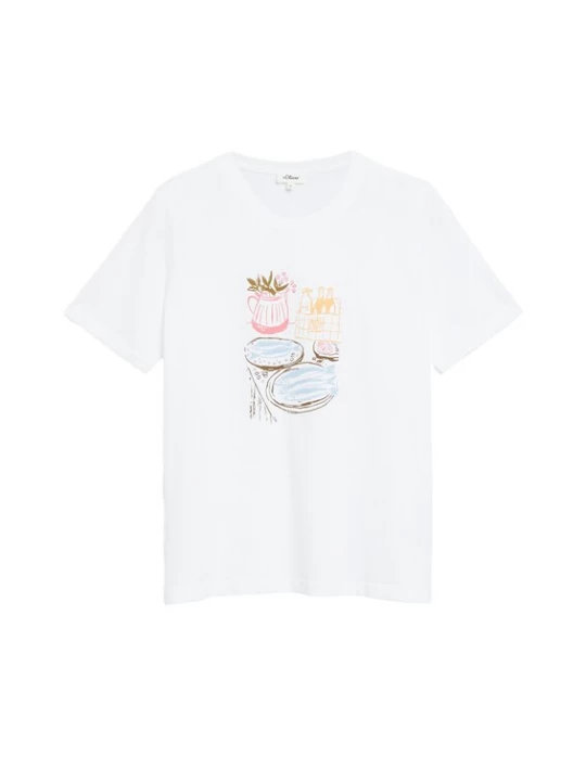 Foto van product s.Oliver Shirt lichtblauw / bruin / oudroze / wit