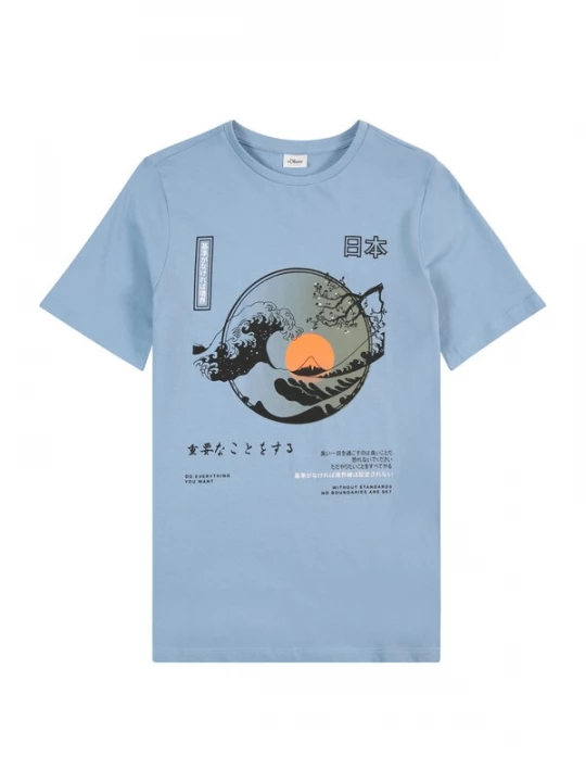 Foto van product s.Oliver Shirt lichtblauw / oranje / zwart