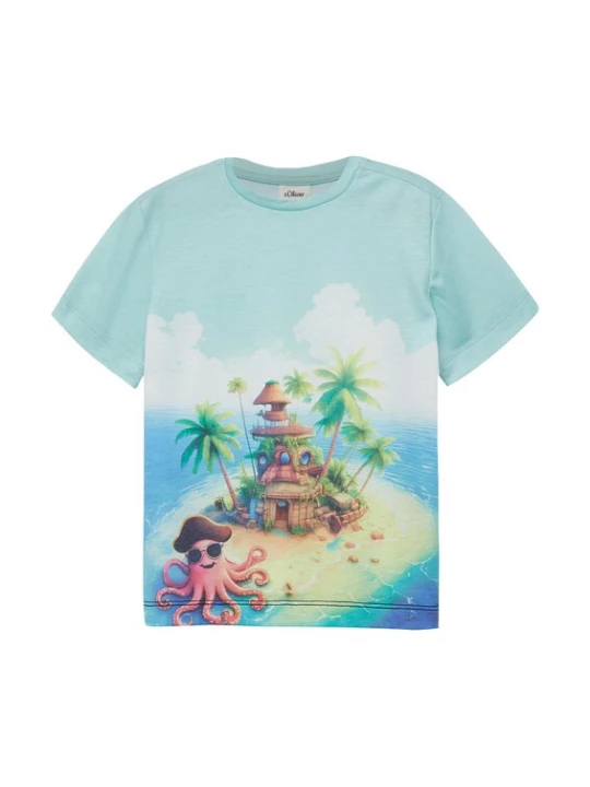 Foto van product s.Oliver Shirt lichtblauw / pasteelgeel / groen / zalm roze