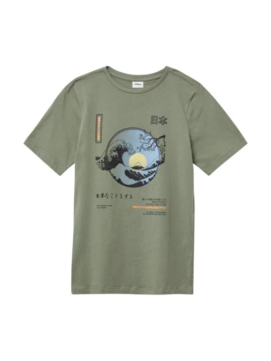 Foto van product s.Oliver Shirt lichtblauw / spar / lichtoranje / zwart